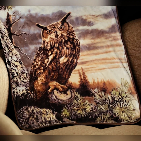 Wild Animal Print Owl Blanket Plush, Warm Bedcover - Picture 1 of 3